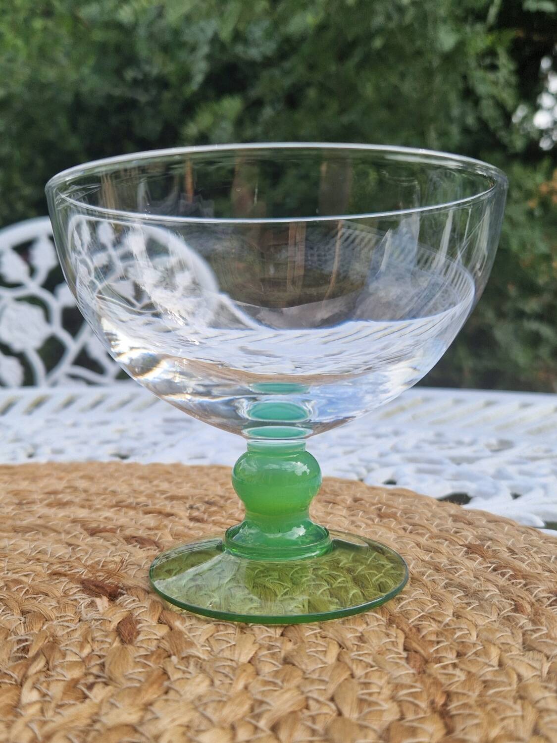 Set de 3 coupes à glace vintage Arc France à pied vert