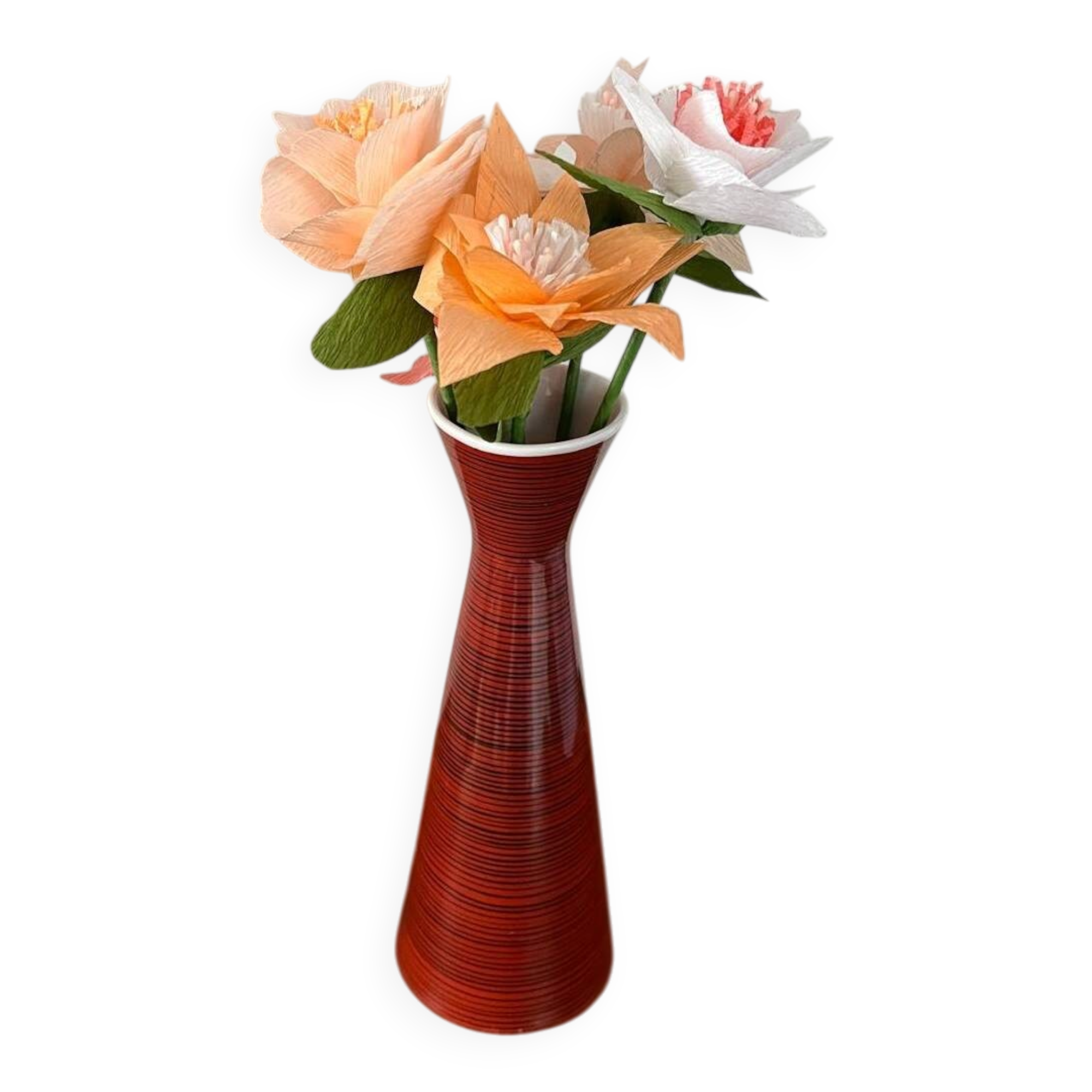 Vintage striped red vase (1950-1970) by the Metzler & Ortloff factory.