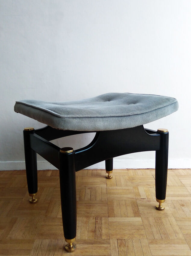 Tabouret velours bleu E Gomme G Plan 1950/60