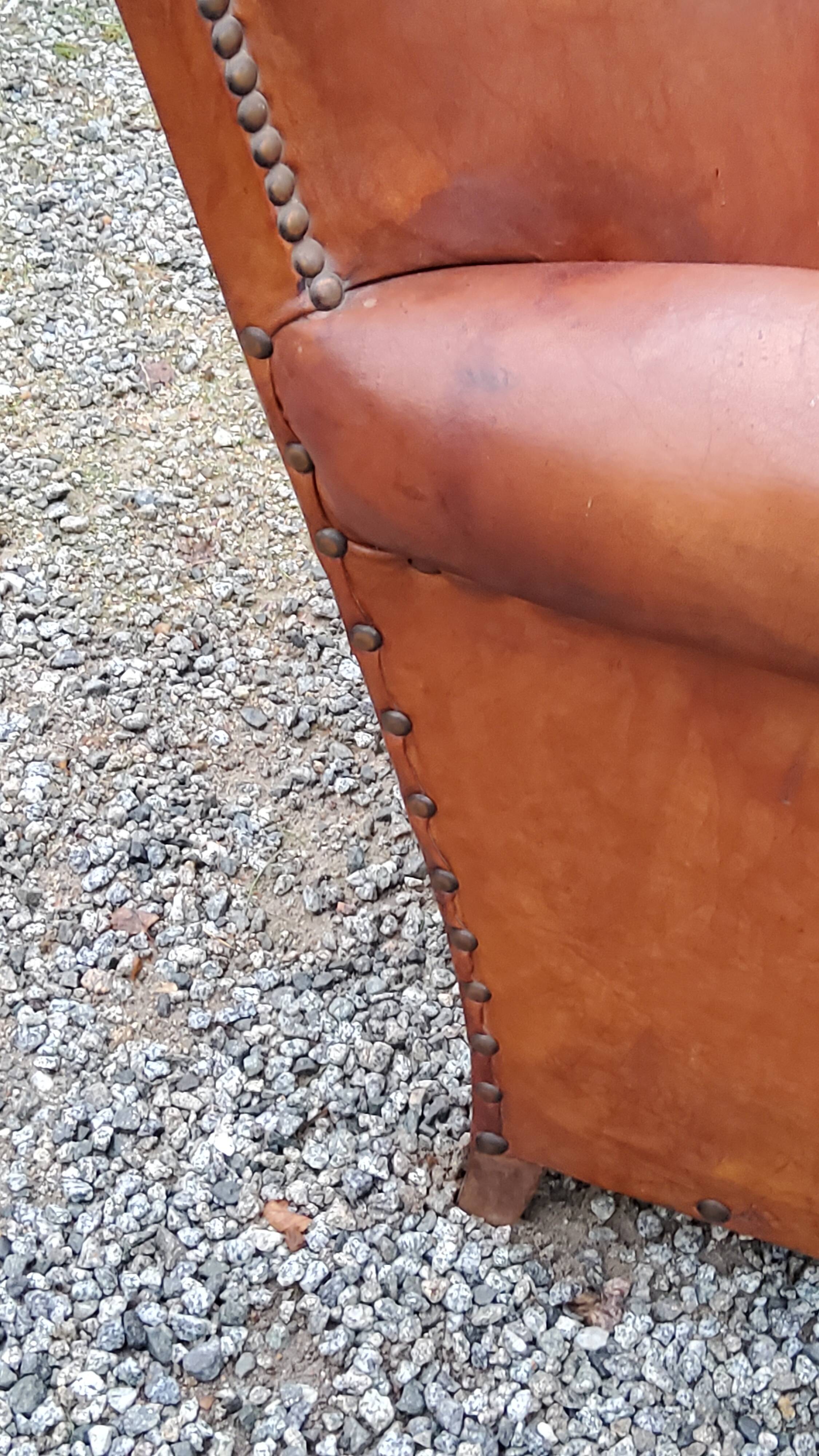 Leather club armchair back mustache from the 30s