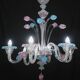 "Amsterdam" Large Size Vintage Pink and Blue Tulip Murano Glas Chandelier,