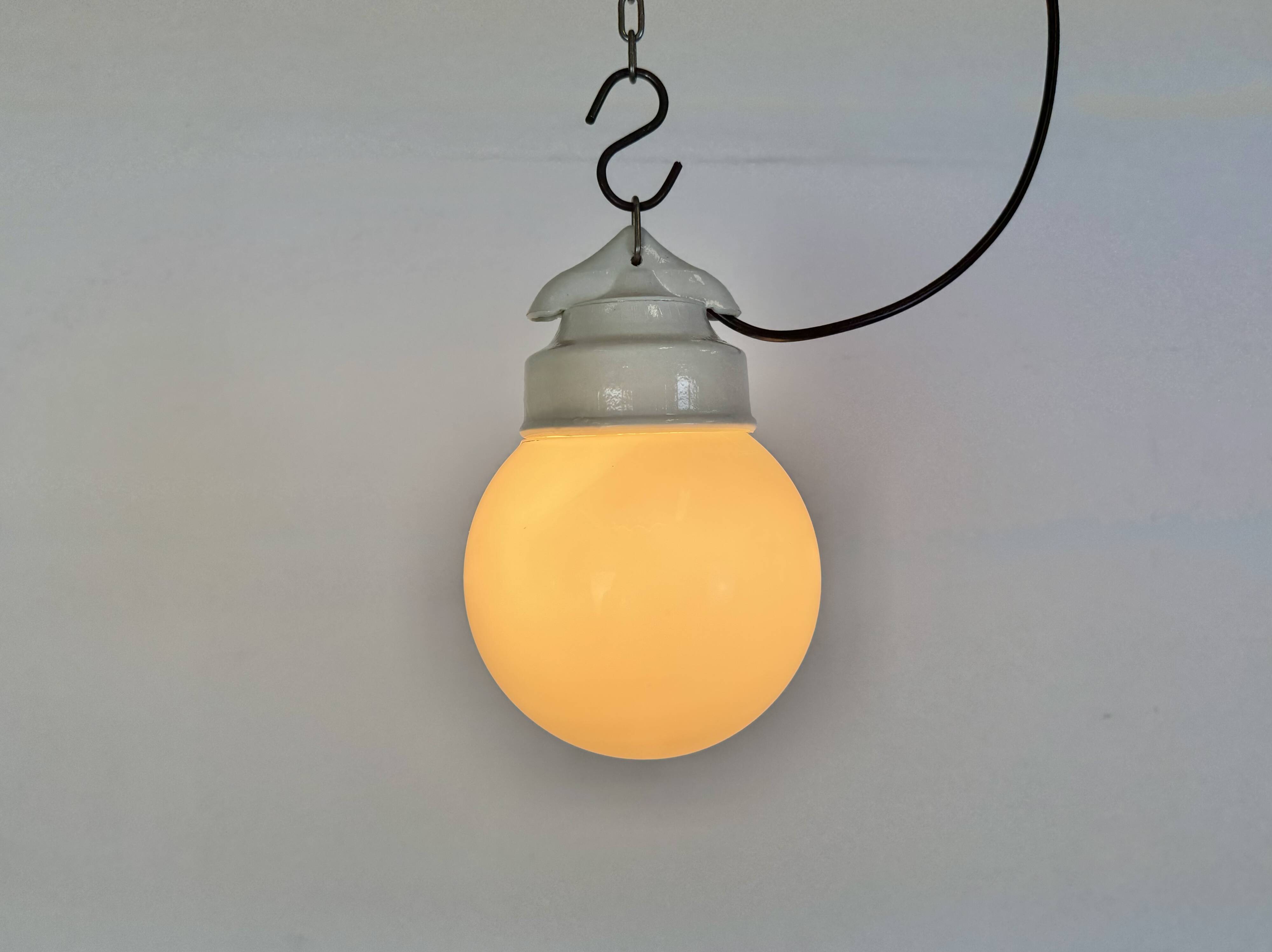 Vintage White Porcelain Pendant Light, 1970s