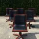 Vintage armchair in wood and black leather Cofemo (6 available)