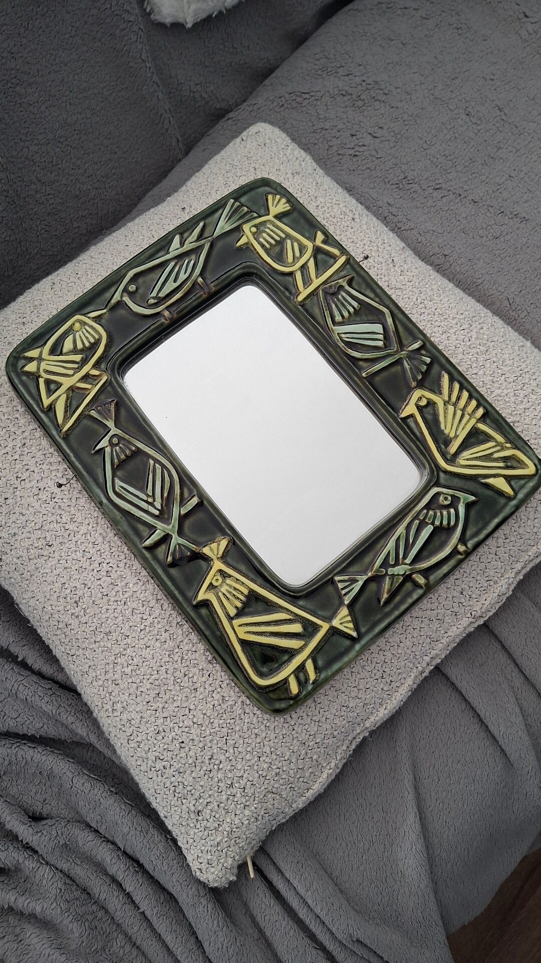 Ceramic Bird Mirror Lisa Larson Harlequin Series / Gustavsberg