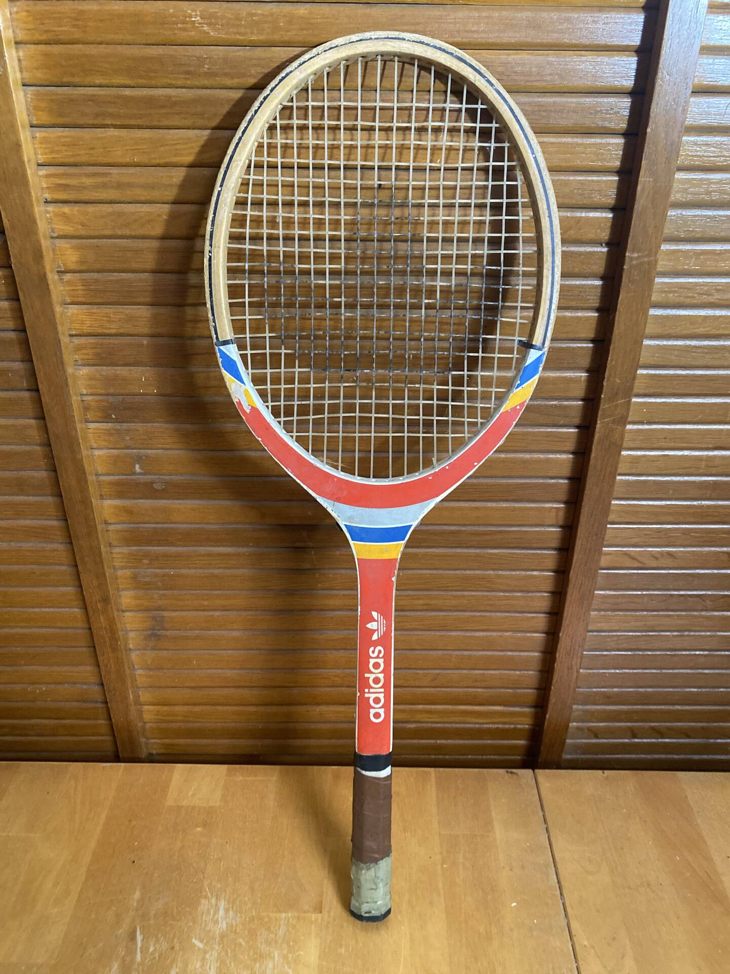 Vintage ADIDAS Cadet Wooden Tennis Racket + Sports Cover #E24