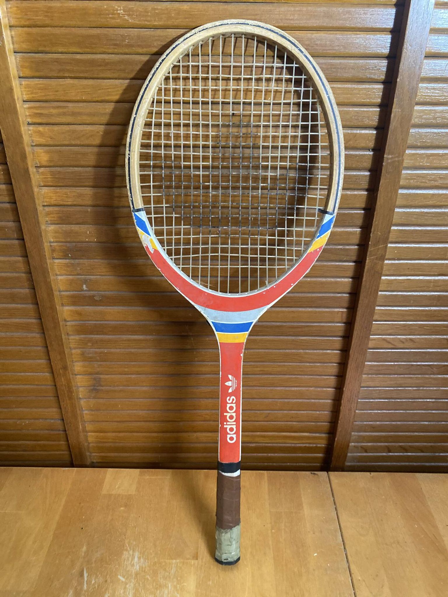 Vintage ADIDAS Cadet Wooden Tennis Racket + Sports Cover #E24