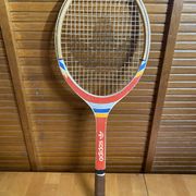 Vintage ADIDAS Cadet Wooden Tennis Racket + Sports Cover #E24