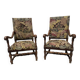 Paire de fauteuils de style Louis XIII a haut dossiers plats XX siècle