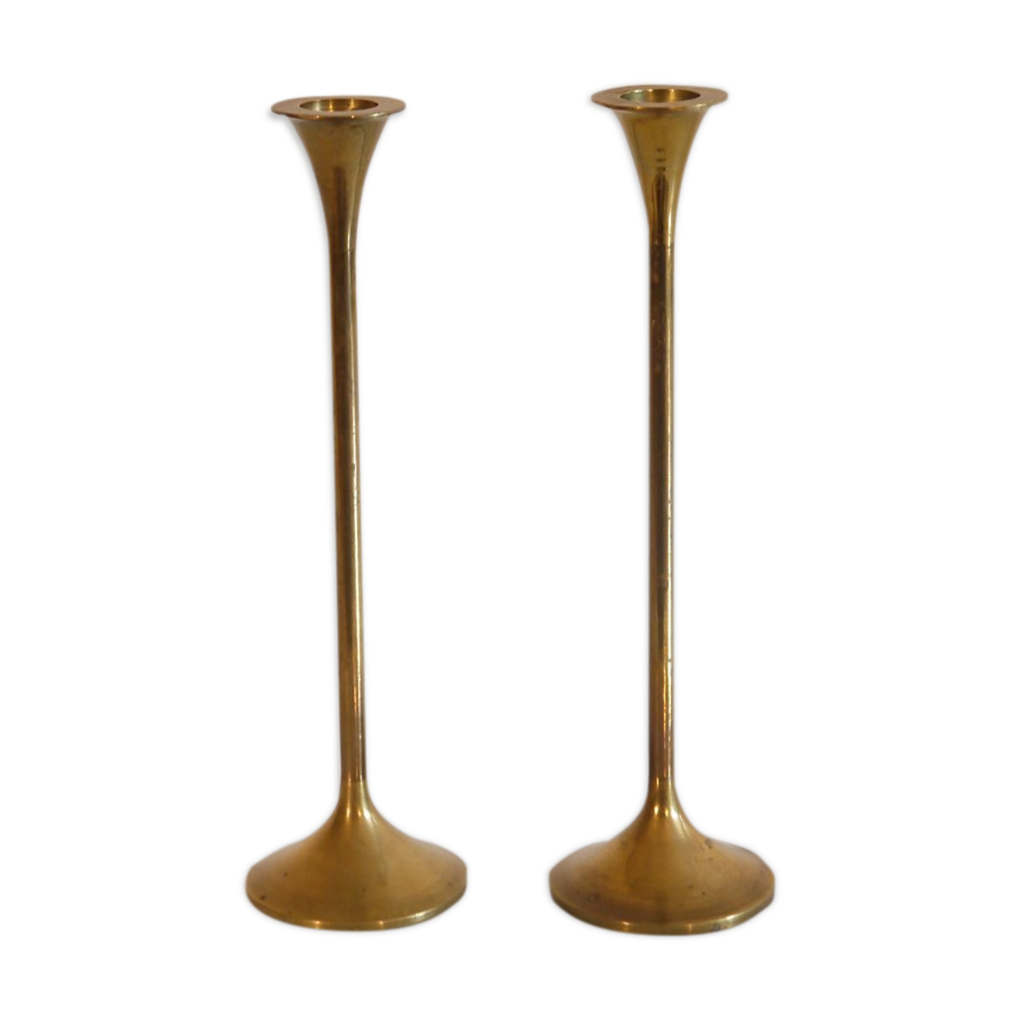Pair of vintage brass candle holders 1960