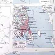 Carte ancienne Danemark Islande Scandinavie 43x43cm de 1950