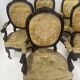 Set of eight Napoleon III style Louis XV armchairs in rosewood, 20th century.