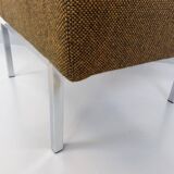 Vintage modernist armchair in wool fabric and chrome metal