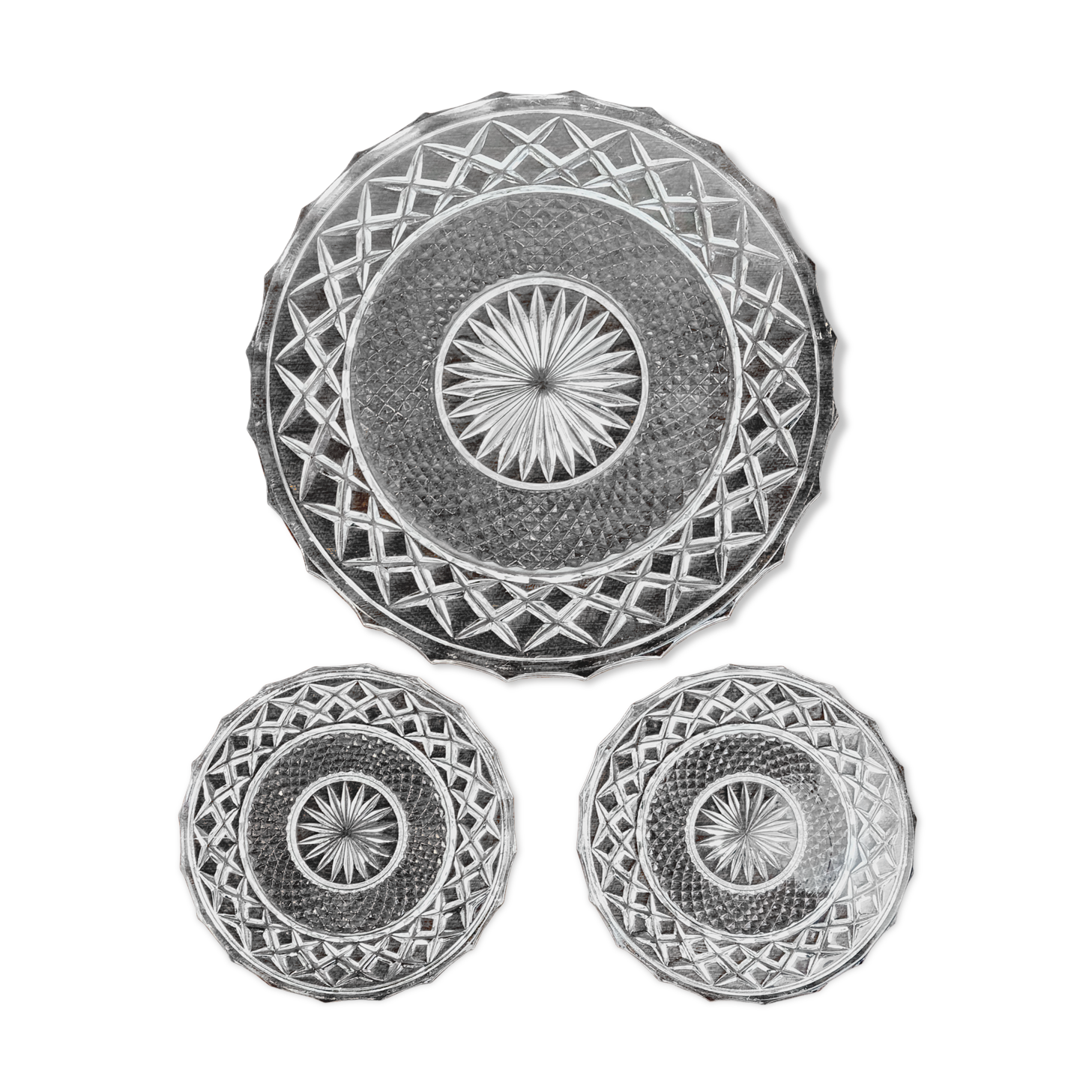 Ensemble de 1 dessous de plat et 2 dessous de bouteille en verre