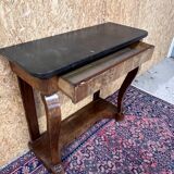 Old mahogany console, styel Restoration, nineteenth, marble top
