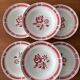 Set of 6 Badonviller red deep plates – Vintage bistro crockery