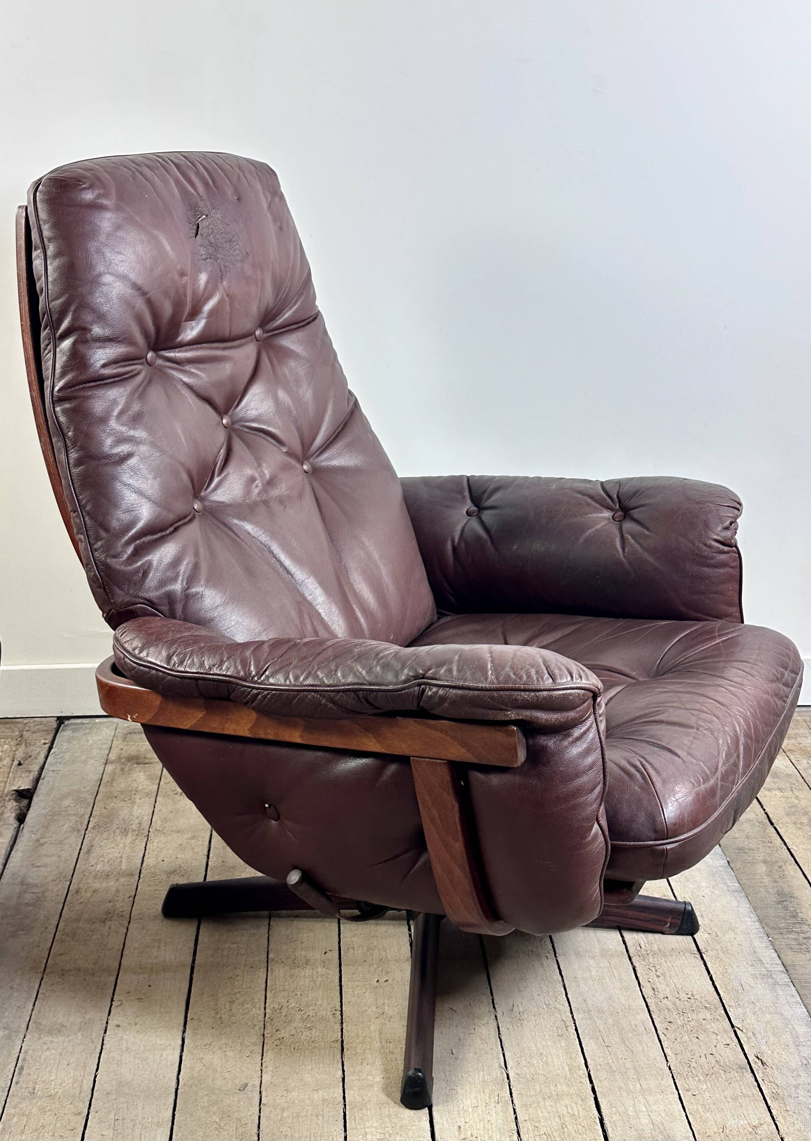 Leather armchair and ottoman by GÖTE MÖBLER Sweden 1960