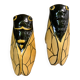 Set of 2 cicadas yellow ceramic vintage