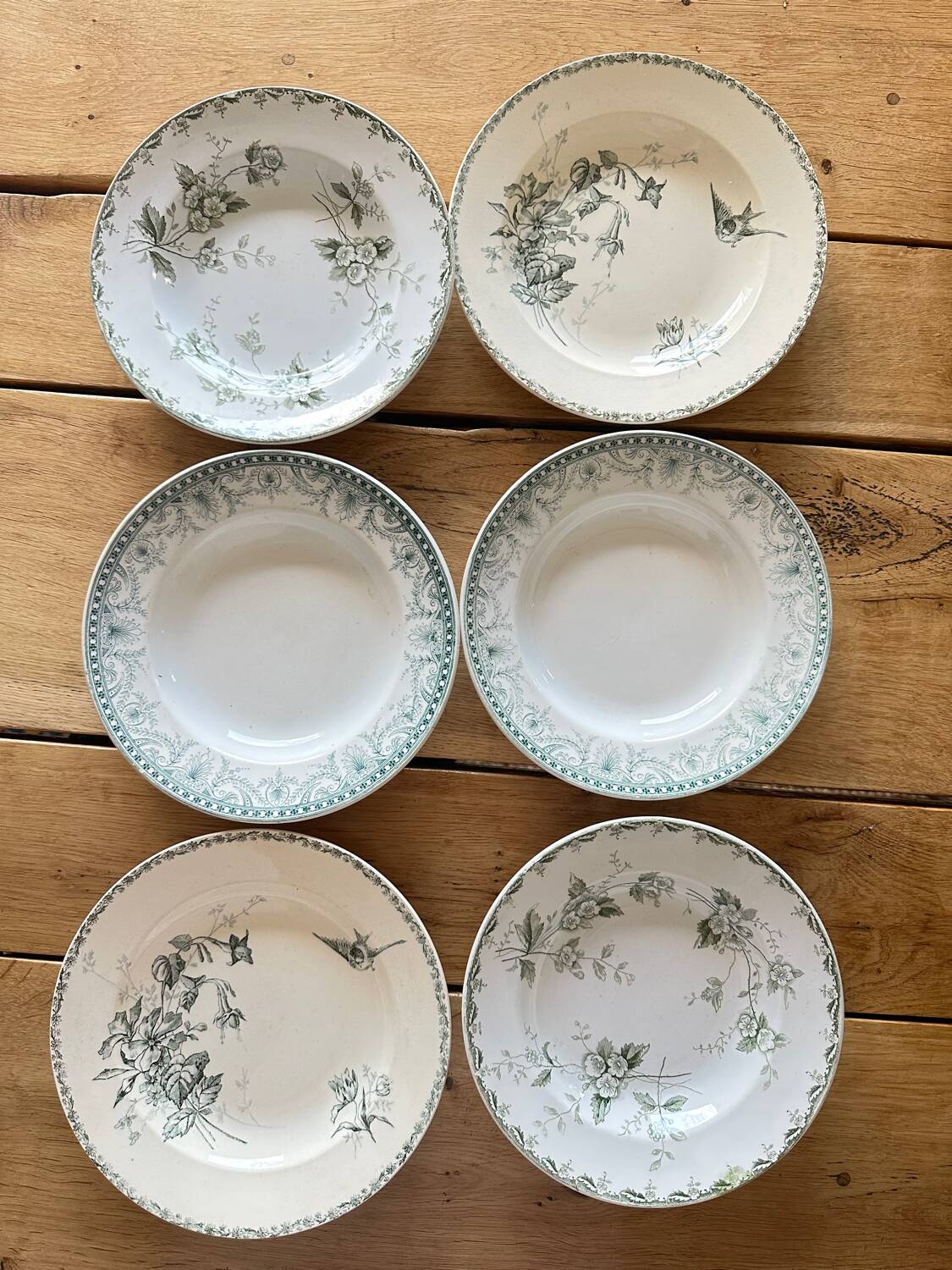 6 mismatched plates