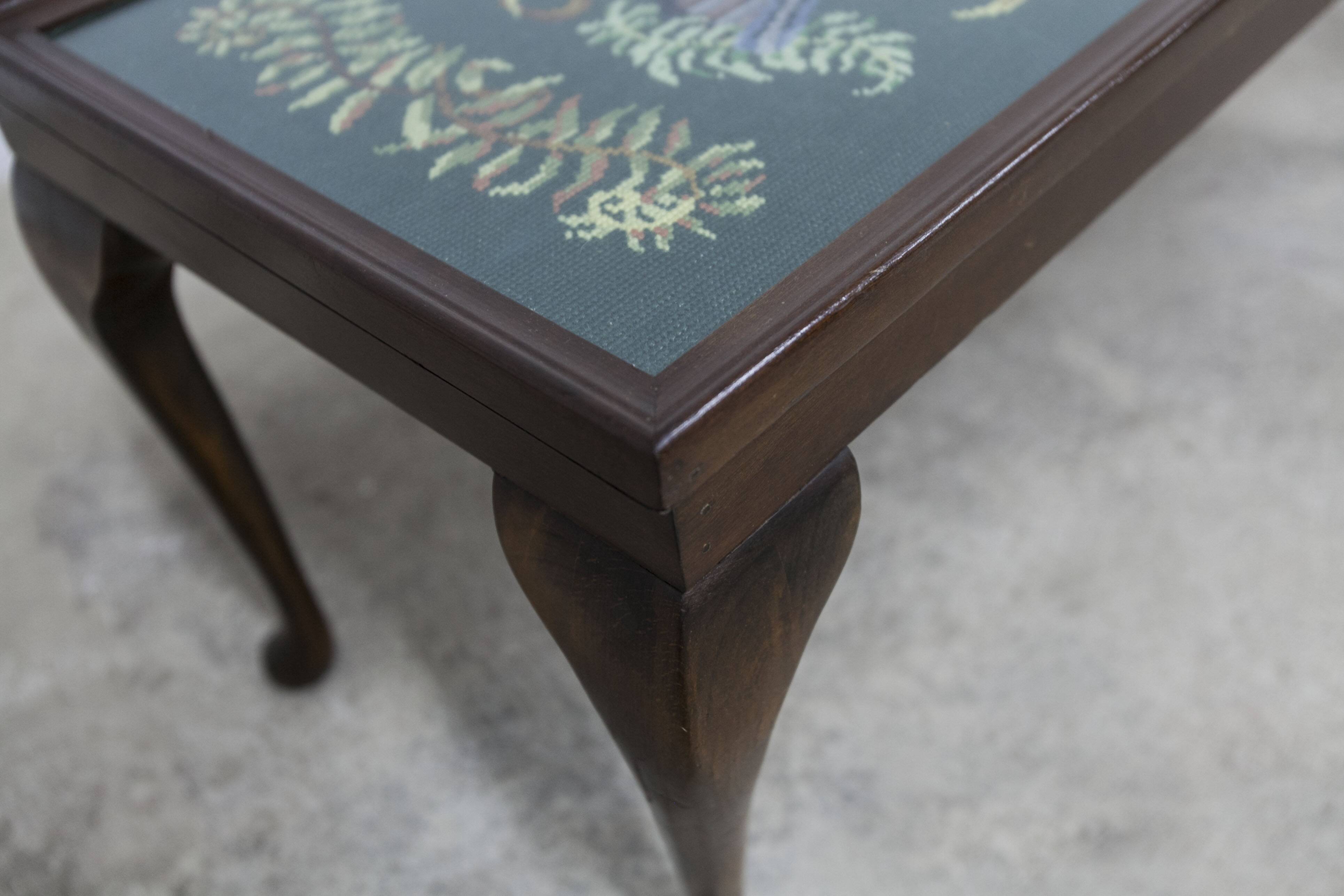 1940 Needlewoman Shop London Coffee Table Embroidery Under Glass