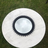 Vintage black metal sun mirror 1960