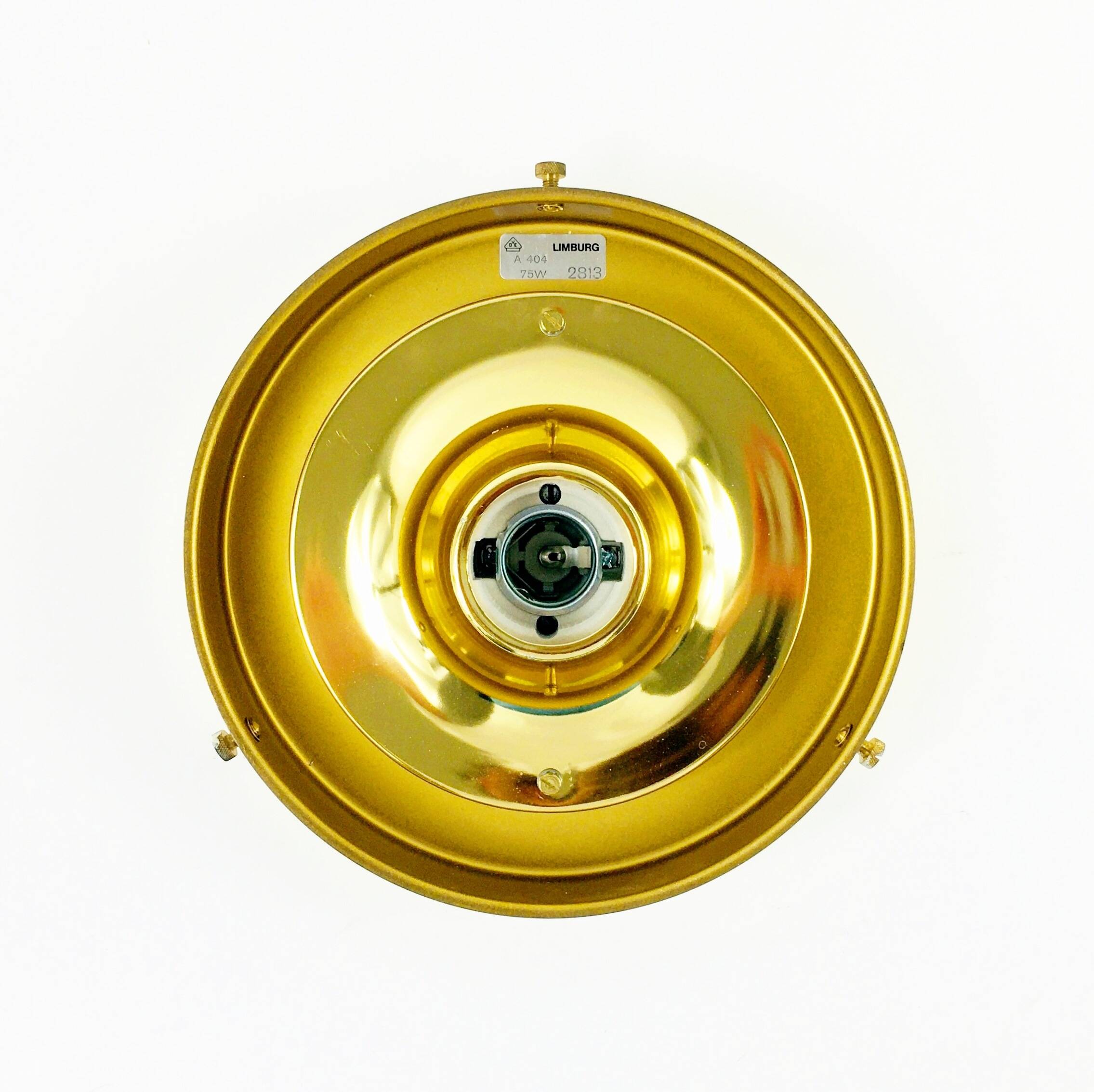 Mid-Century Glass & Iron Flush Mount/Ceiling Light from Limburg, Germany, 1960s