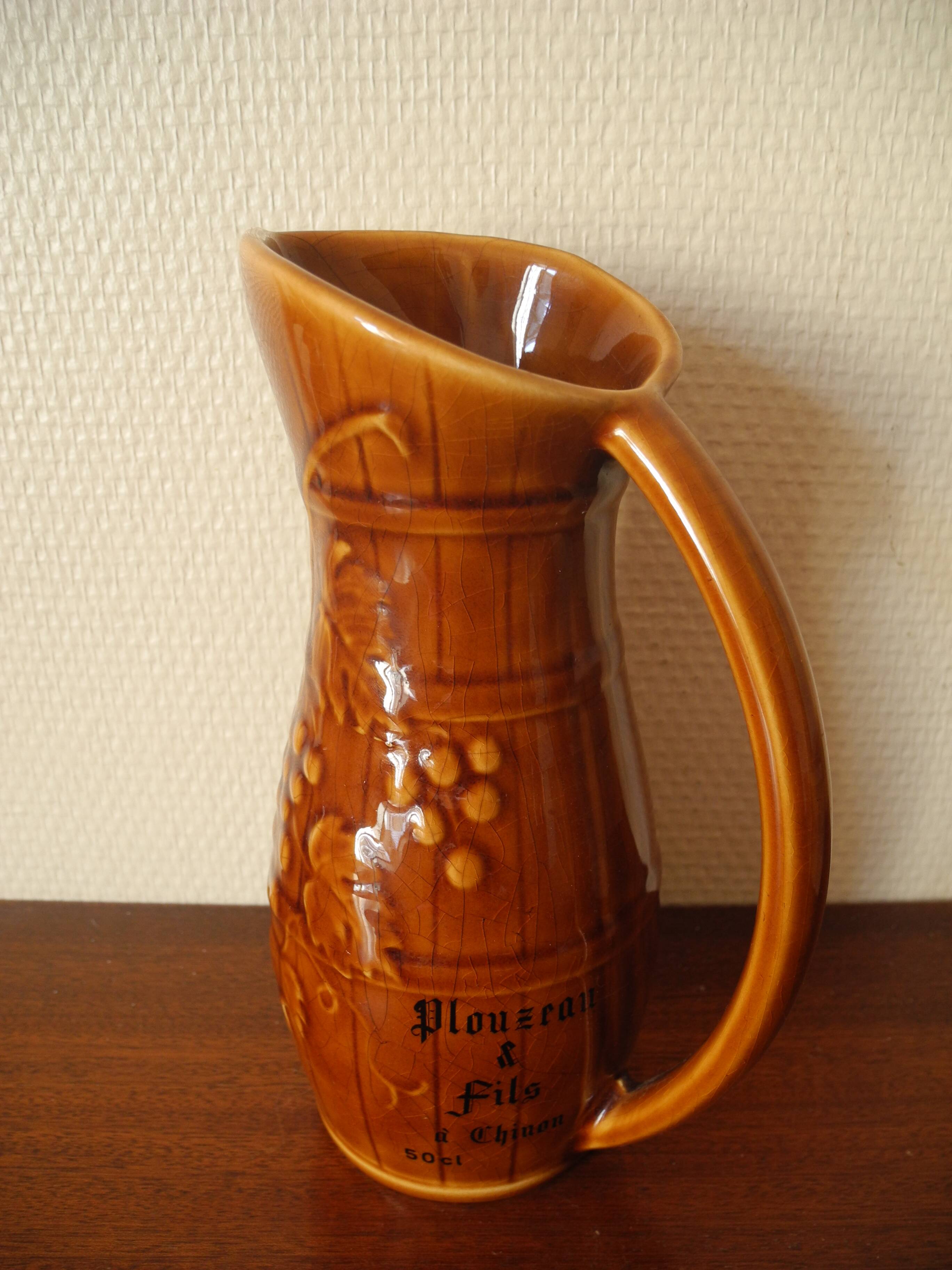 old pitcher Sarreguemines Plouzeau Chinon wine old french pitcher wine