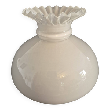 Antique lampshade in white opaline, with a beautifully pronounced scalloped neck.