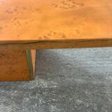 Elm burl and brass table, vintage 1970
