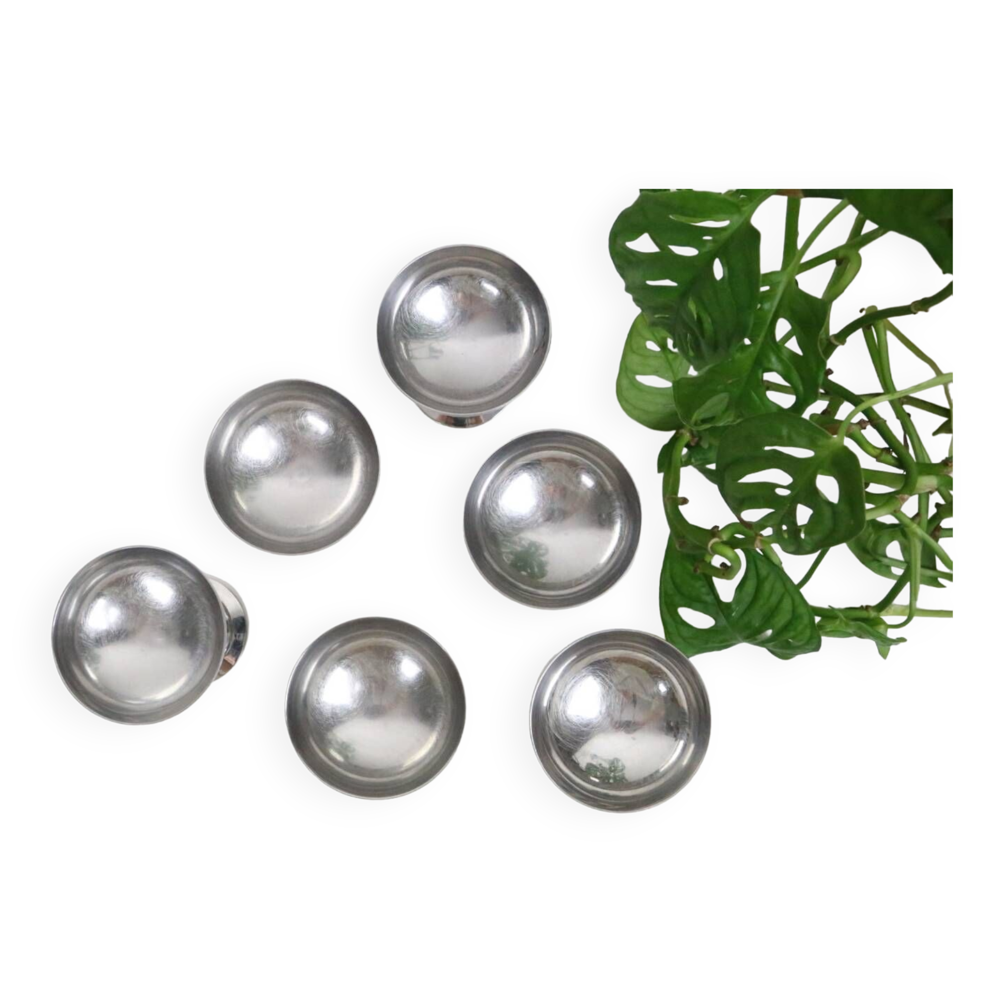 Set of 6 stainless steel bowls by Letang-Remy, vintage French, 1970s