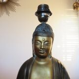 Italian "Buddha" lamp in polychrome plaster 70s