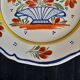Old flat plate faience henriot quimper basket of flowers decor