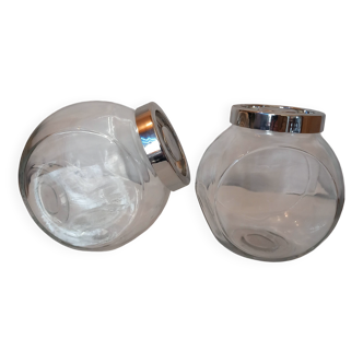 2 bocaux en verre vintage  Bormioli Rocco