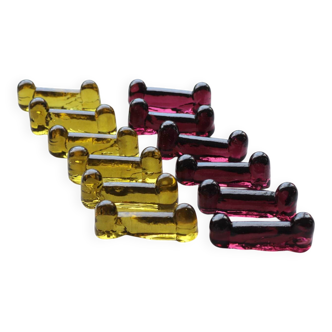 12 blown glass knife holders biot