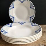 Set of 6 Art Deco Deep Plates - Moulin des Loups Orchies - Model PAX