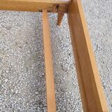 Vintage rattan and solid oak bed 1950s design