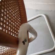 B64 armchair in white metal and canning by Marcel Breuer, Italy