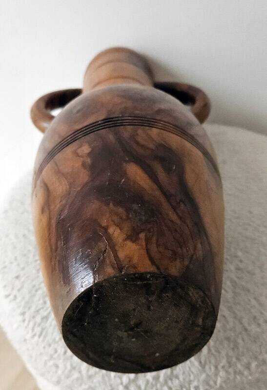 Decorative vase turned from solid olive wood – vintage