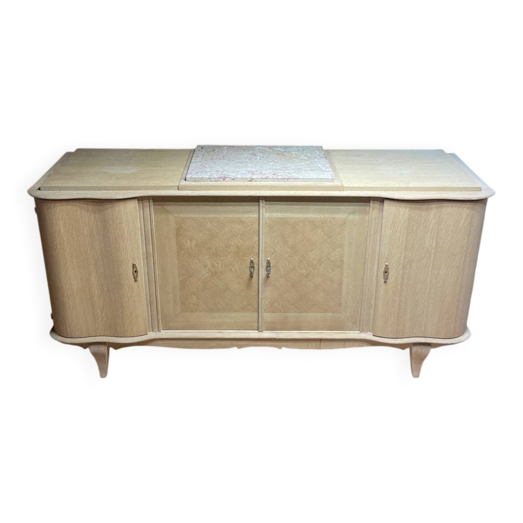 Large buffet / Scandinavian sideboard in sandblasted / stripped / sanded oak