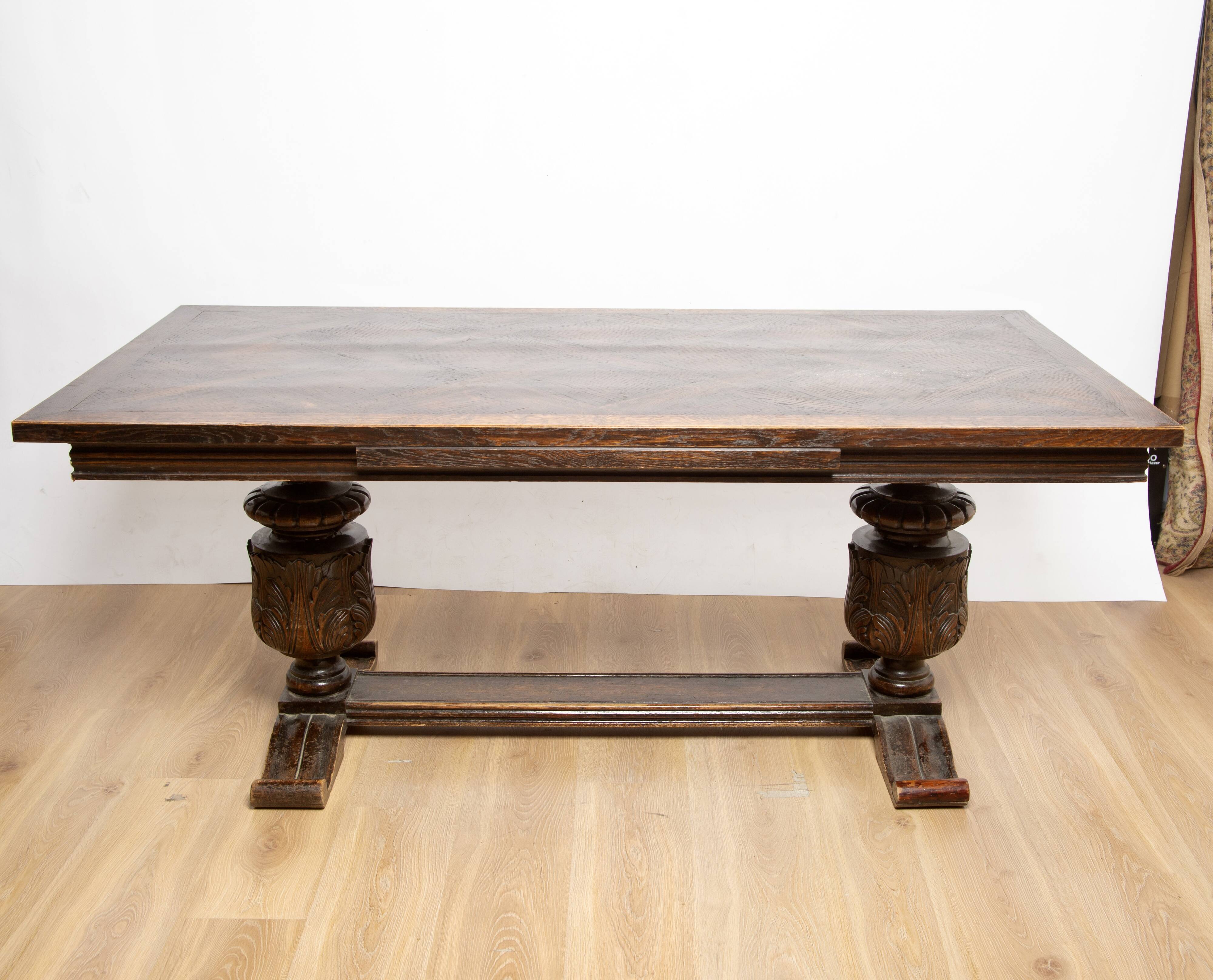 Large solid wood table with Spanish Renaissance extension
