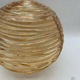 Set of 3 globe wall lights in glass and gold metal