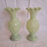 Pair of ceyladon opaline vases