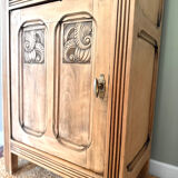 Small Art Deco jam cabinet in carved blonde oak