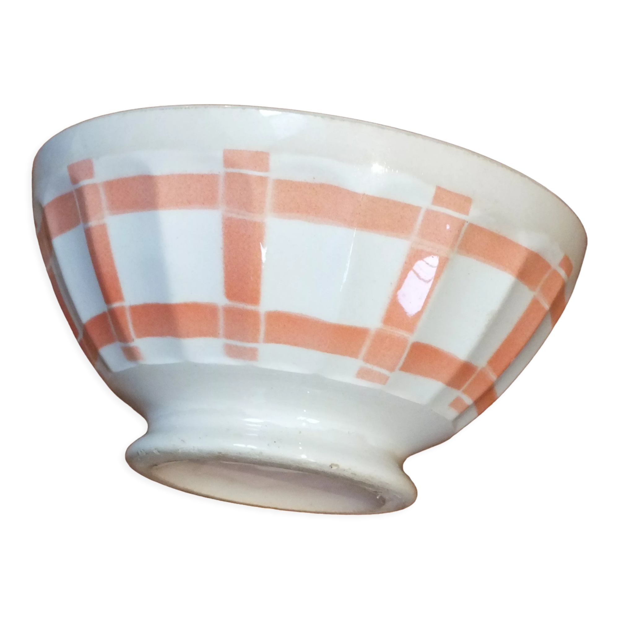 Bol vintage rose saumon à facettes