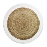 Round carpet in beige white jute 160 cm