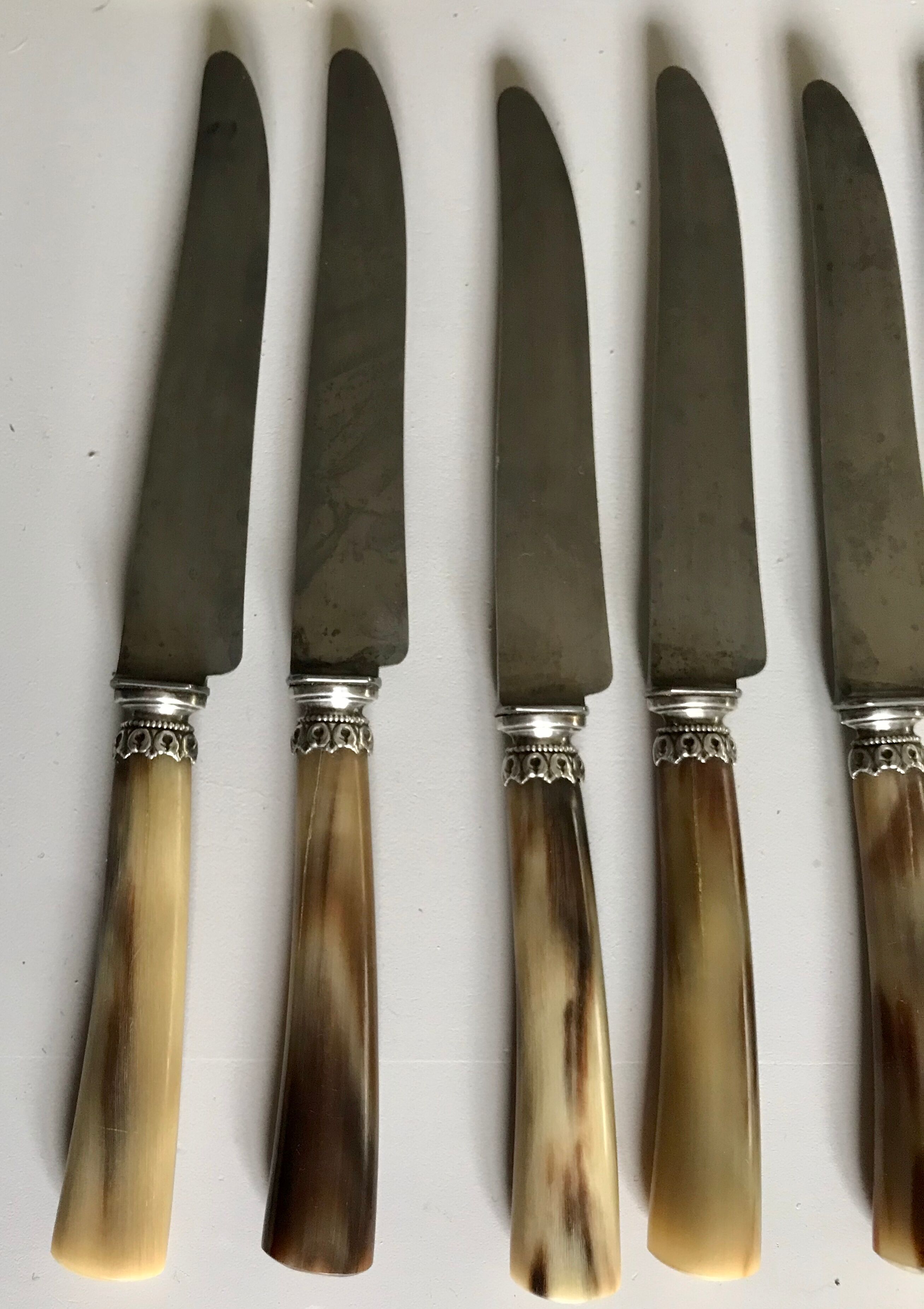 Lot of 24 horn handle knives circa 1900