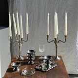 Set of 6 silver metal ice cream cups with small base D9 H5.5