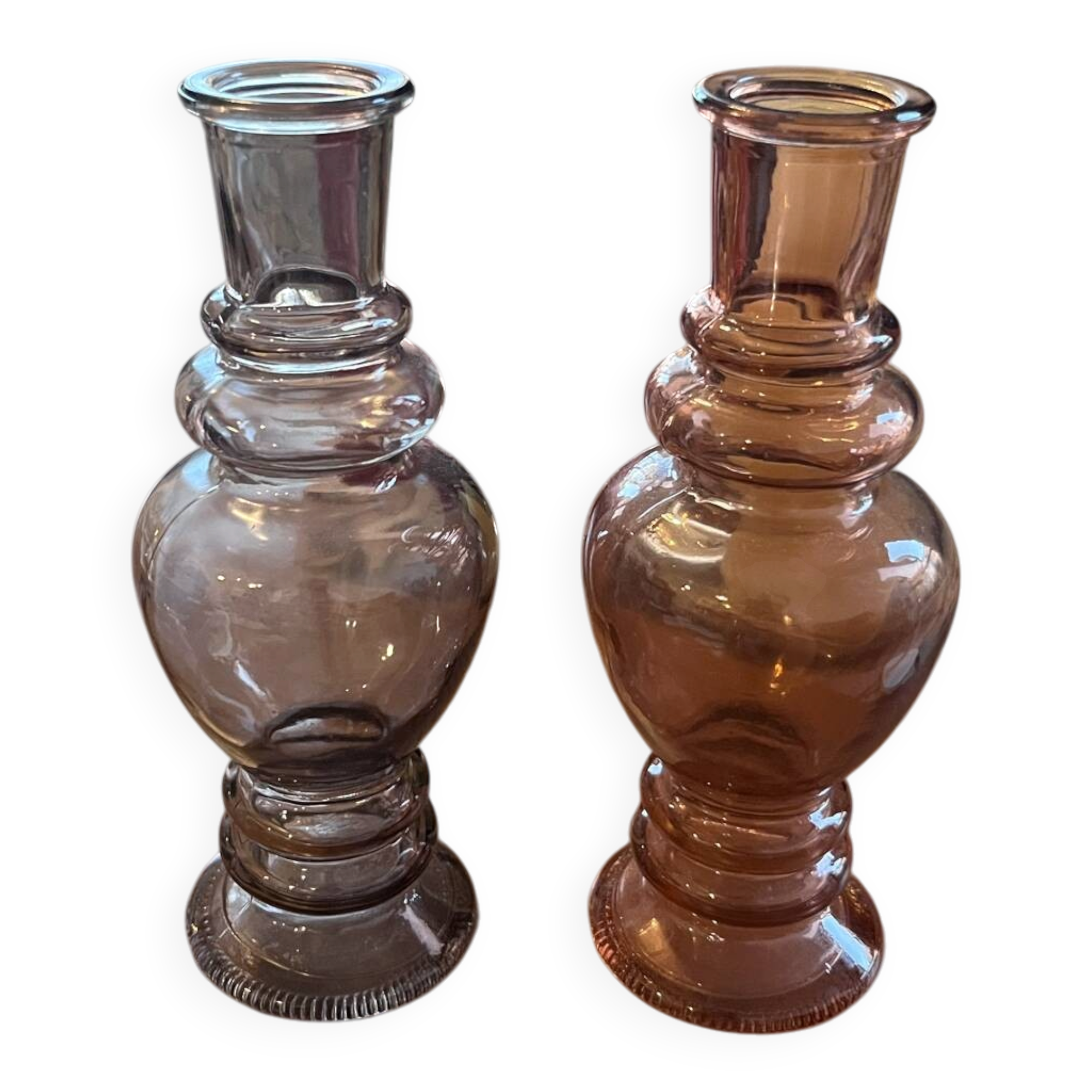 Pair of smoked glass bud vases