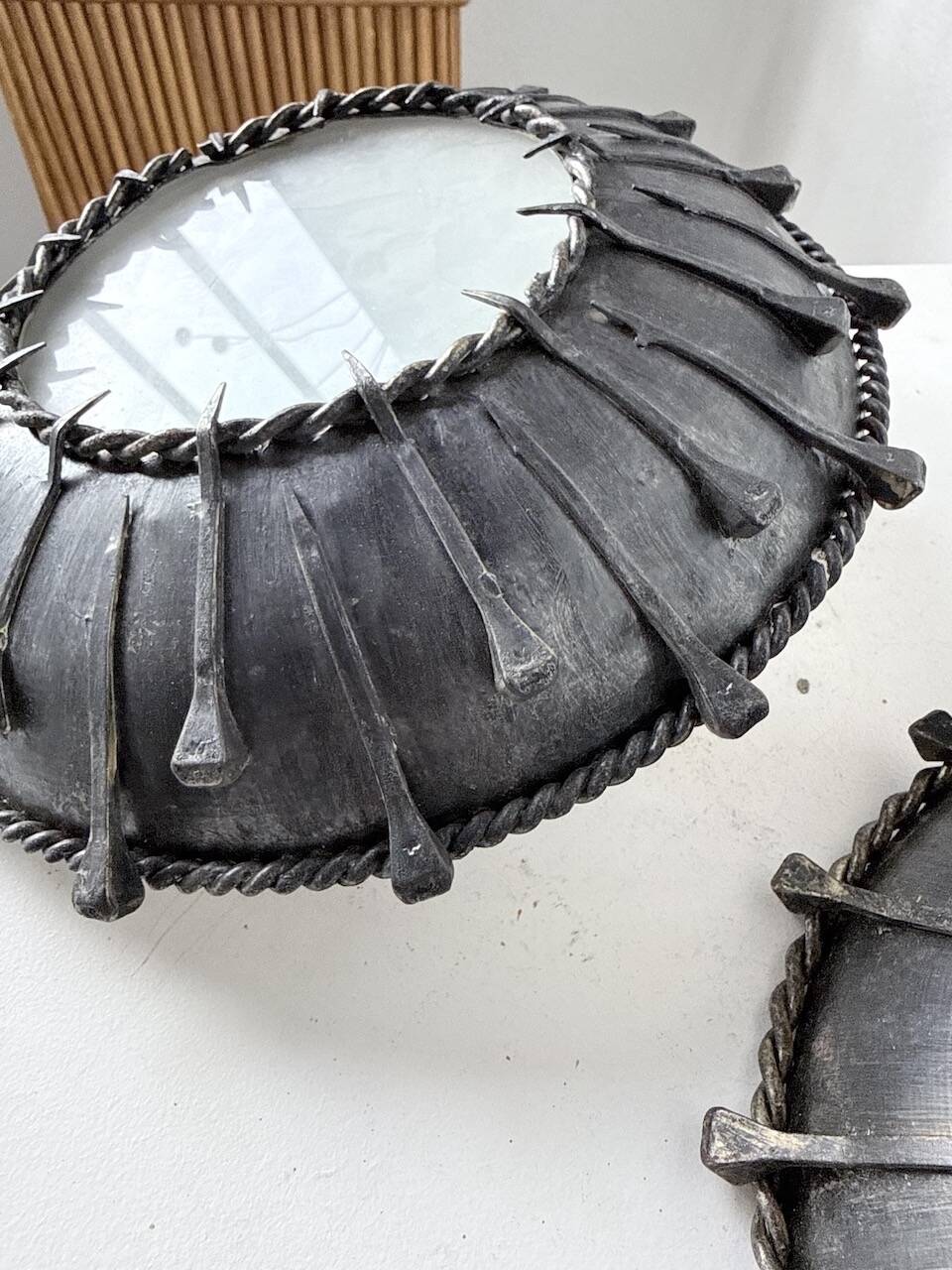 Brutalist "nail" wall sconces