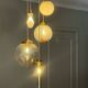 Amber and opaline Murano glass suspension cascade