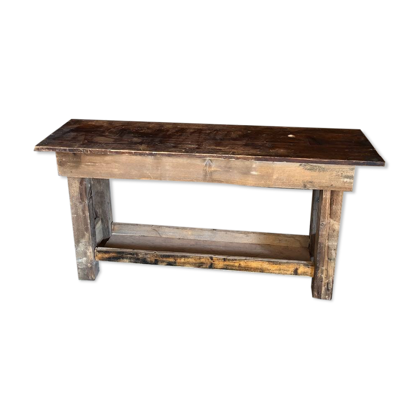 Console dark raw wood